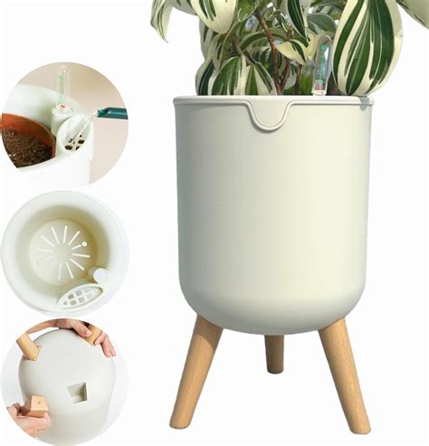 Amazon.com: Ilohaus 8" Self Watering Indoor Planter with Stand, Large ...
