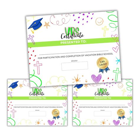VBS Certificates of Completion | 50 pk Attendance Graduation ...