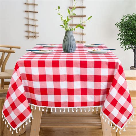 Red Checkered Tablecloth Picnic Table
