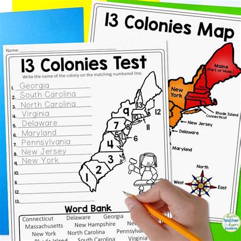 13 Colonies Map Quiz, 13 Colonies Map Worksheet, Blank 13 Colonies Map ...