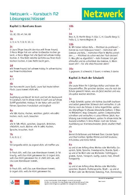 Kursbuch a2 - aass - Lösungsschlüssel Netzwerk A2 Lösungsschlüssel ...