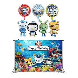 8pcs/set Octonauts Birthday Party Decorations Backdrop, 7 balloons ...