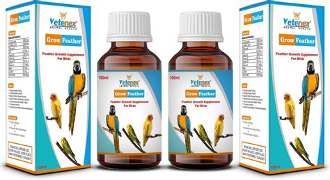 VETENEX Grow Feather - Feather Growth Supplement for Birds (100 ml x 2 ...
