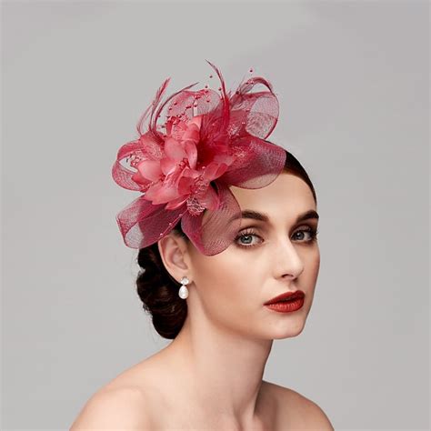 Elegant Feather Net Fascinators Hats with Feathers Fur Floral 1PC ...