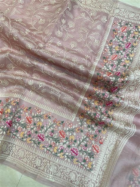 Pure organza Chikankari Handloom Banarasi Saree — The Handlooms