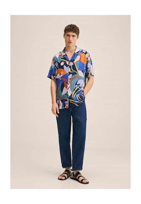 Abstract Print Blue Short Sleeve Shirt – Roar Fox