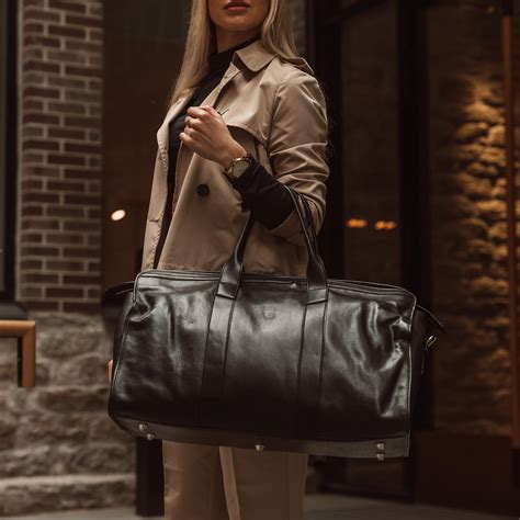 Luxury Full Grain Leather Weekender Bag for Women with Detachable ...