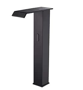 Touchless Bathroom Vessel Sink Faucet Matte Black Waterfall Automatic ...