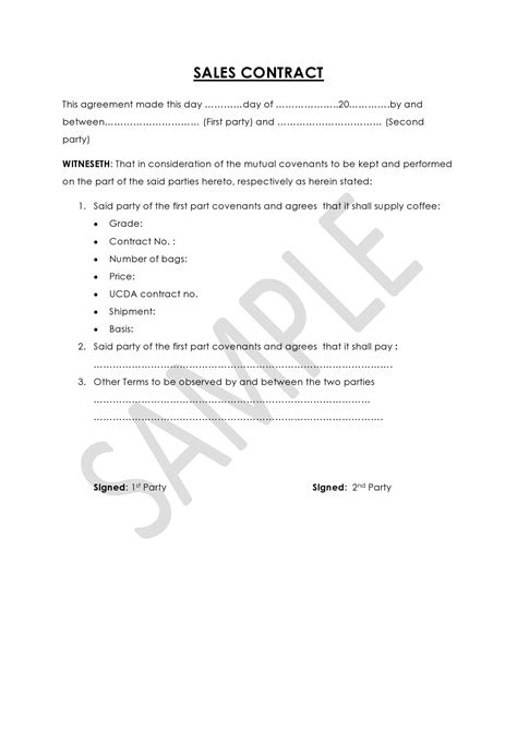 Image result for Sales Contract Sample