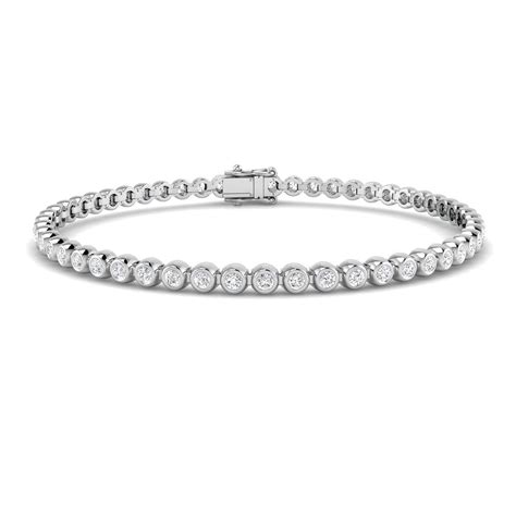 Lab Diamond Bezel Set Tennis Bracelet 2.00ct D/VVS in 18k White Gold ...