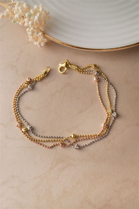 Buy 3 Tone 3 layer Cutting Balls Sterling Silver Chain Bracelet by ...