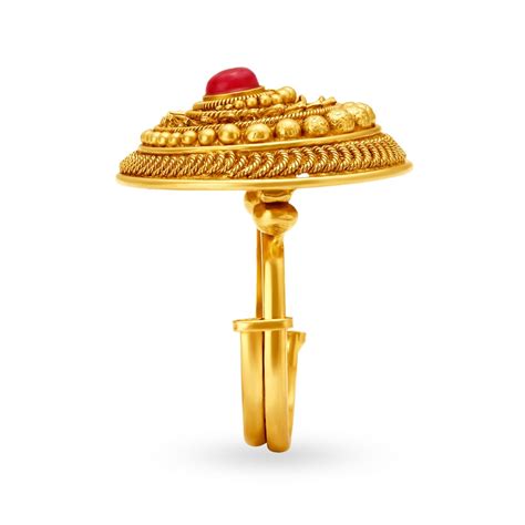 Magnificent 22 Karat Yellow Gold Dome Shaped Ornate Finger Ring