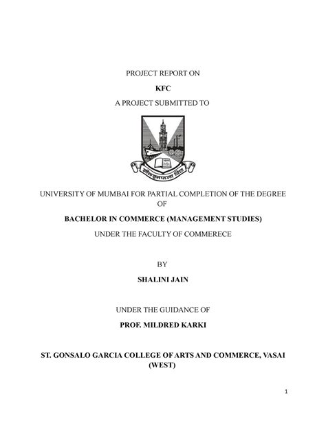 Kentucy Fried Chicken - KFC - PROJECT REPORT ON KFC A PROJECT SUBMITTED ...