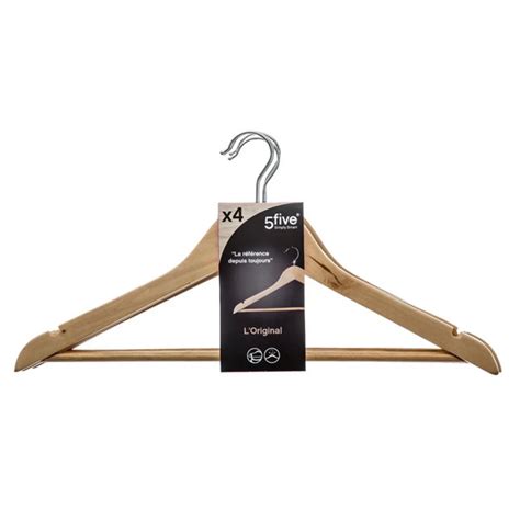 Vešalica za odeću x4 44x1,5x23cm drvo metal 5Five 151504 | Volim svoj dom