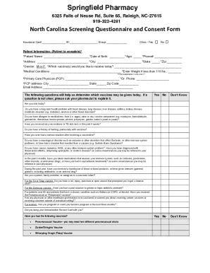 Fillable Online North Carolina Screening Questionnaire and Consent Form ...