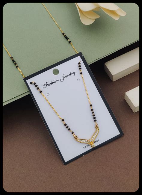 Majestic Gold-Plated American Diamond Mangal sutra – Kadee Jewels