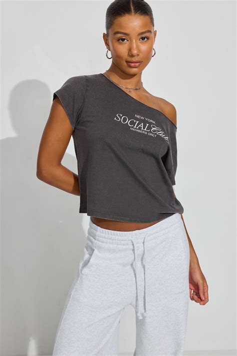 Off Shoulder T Shirt GREYS in 2025 | Off shoulder t shirt, Clothes ...