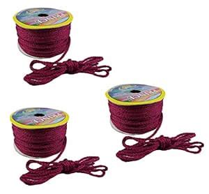 Uniqon Set of 3 (18 Mtr) Pink Resham Zari Twisted Fancy Thread Dori ...