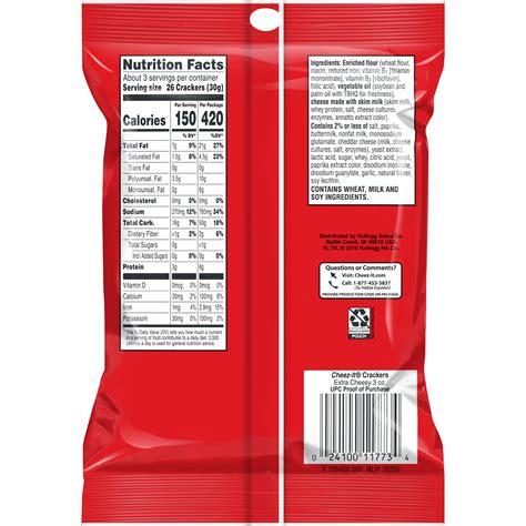 38 cheese its nutrition facts