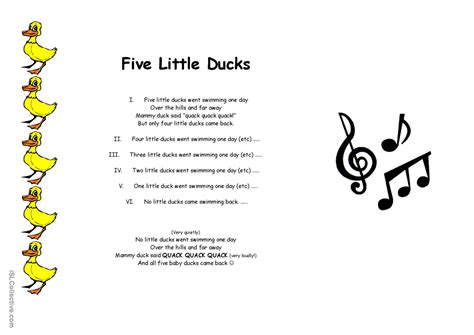 5 little ducks song and nursery rhym…: English ESL worksheets pdf & doc
