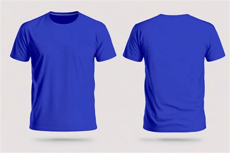 Mockup of a blank royal blue tshirt front and back isolated on white ...