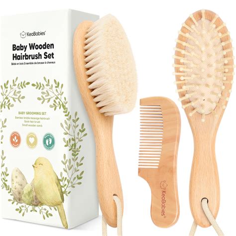 Amazon.com: Baby Hair Brush and Comb Set for Newborn - Wooden Baby Hair ...