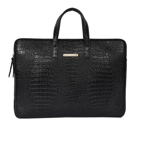 Buy Bagsy Malone Vegan Leather Crocodile Print Unisex Laptop Bag Online