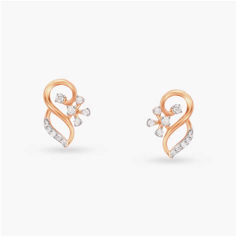 Floral Curve Diamond Stud Earrings