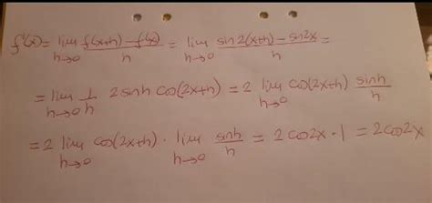 find the derivative of sin2x using first principle - Brainly.in