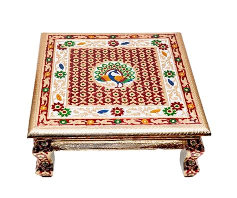 Think And Hide Naturals Export Handicraft Meenakari Wooden Chowki Puja ...