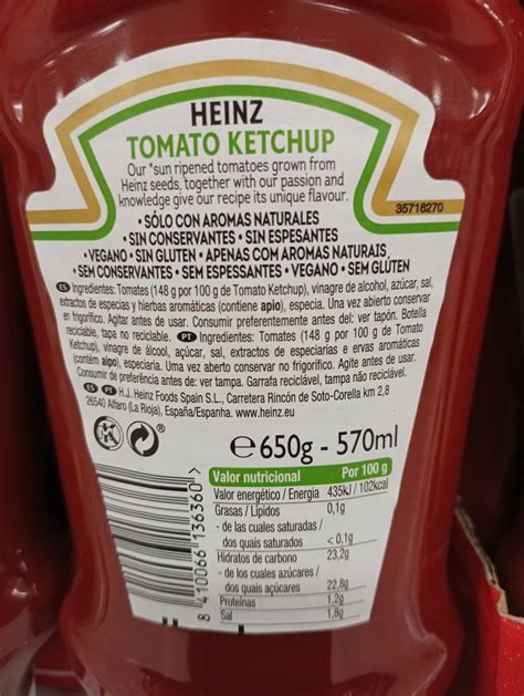 Rotulo Nutricional Do Ketchup Heinz