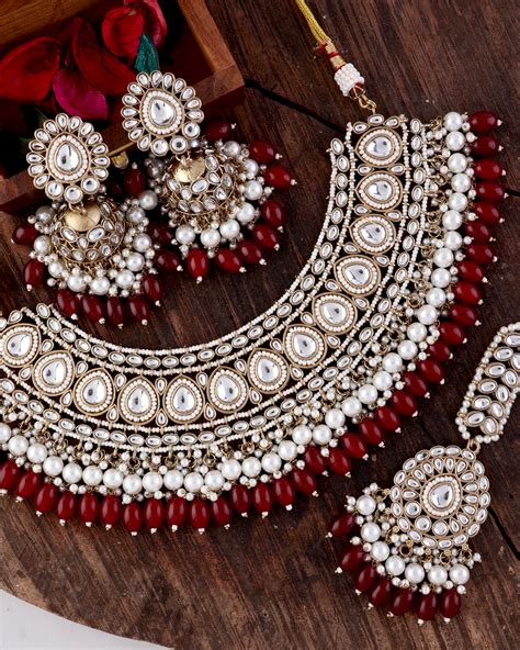 Maroon Red Zaiba Necklace – Shona's Style