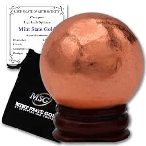 Copper Ball Paperweight with Wooden Base | 1.5" (38.1 mm - 0.64 lb) 99. ...