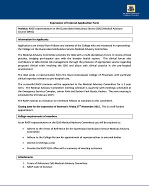 Fillable Online racp edu Position RACP representative on the Queensland ...