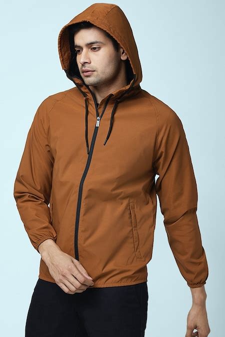 Tan Solid Winterwear Full Sleeves Hood Men Regular Fit Jackets ...