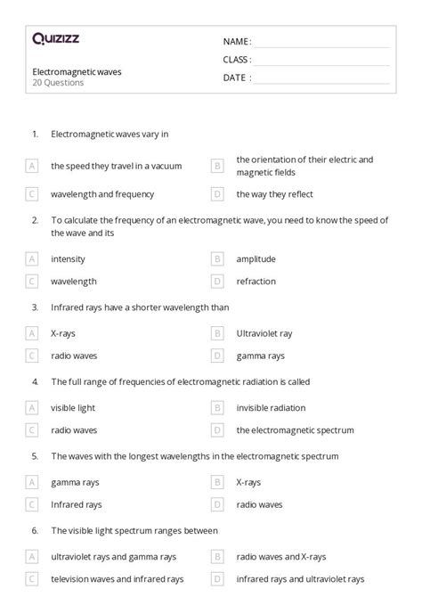 50+ electromagnetic waves and interference worksheets on Quizizz | Free ...