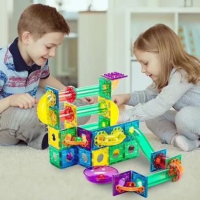 EverPlay 100 PC Marble Race Track Building Block & Magnetic Tiles ...