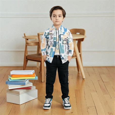 Boys Printed Shirt with Black Pants – Stylish Kids Casual Outfit ...