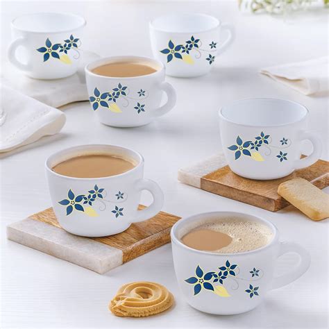 Buy Larah by BOROSIL Viva Opalware Cup Set of 6 pcs | Tea/Coffee Cups ...