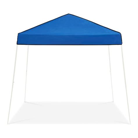 Z-Shade 10-ft x 10-ft Square Frame Is White, and Fabric Is Blue Pop-up ...