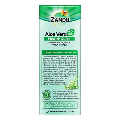 Buy Zandu Aloe Vera +5 Herbs Health Juice, 1000 ml | 19 Minutes ...