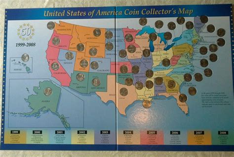 U.S.A. COIN COLLECTORS MAP COMPLETE W/ 50 STATE QUARTER SET 1999-2008 ...