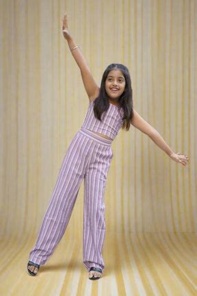 Freesia Striped Lilac Co-ord Set for Girls