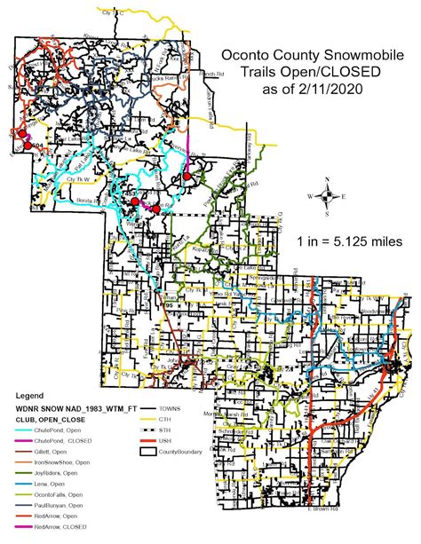 Trail Report - : Oconto County, Wisconsin - February 13, 2020 - Snowtracks