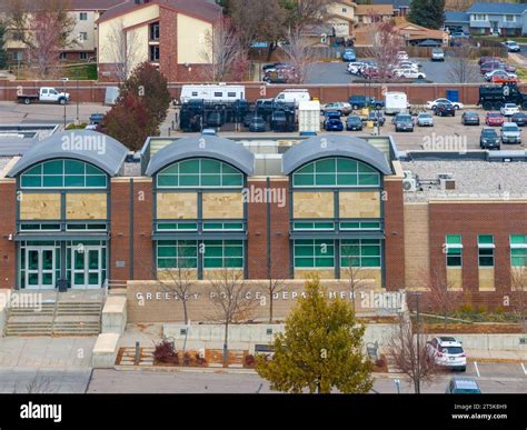Greeley Police Department drone video front facade. 4k Stock Photo - Alamy