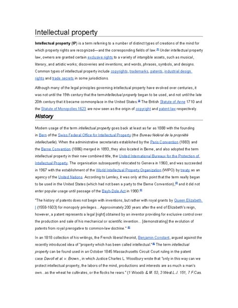 Intellectual Property Overview: Rights, History, and Enforcement - Studocu