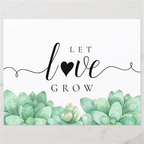Succulent Favor Sign Let Love Grow - Wedding Masks Signs | Zazzle