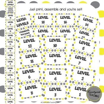 Lexia Levels Clip Chart, Lexia Core 5 Clip Chart, YELLOW & GRAY POLKA ...
