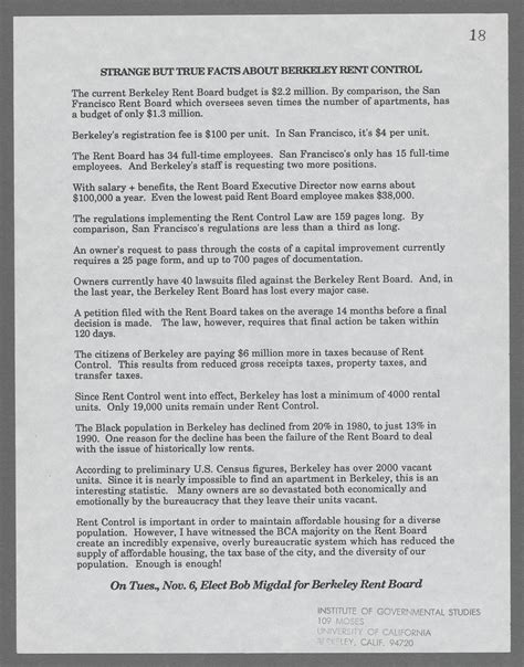 [Berkeley, Calif. election, 1990 (Nov. 6), Rent Stabilization Board ...