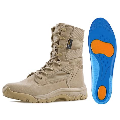 FREE SOLDIER Mens Military Tactical Boots Bundle with Massaging Gel ...